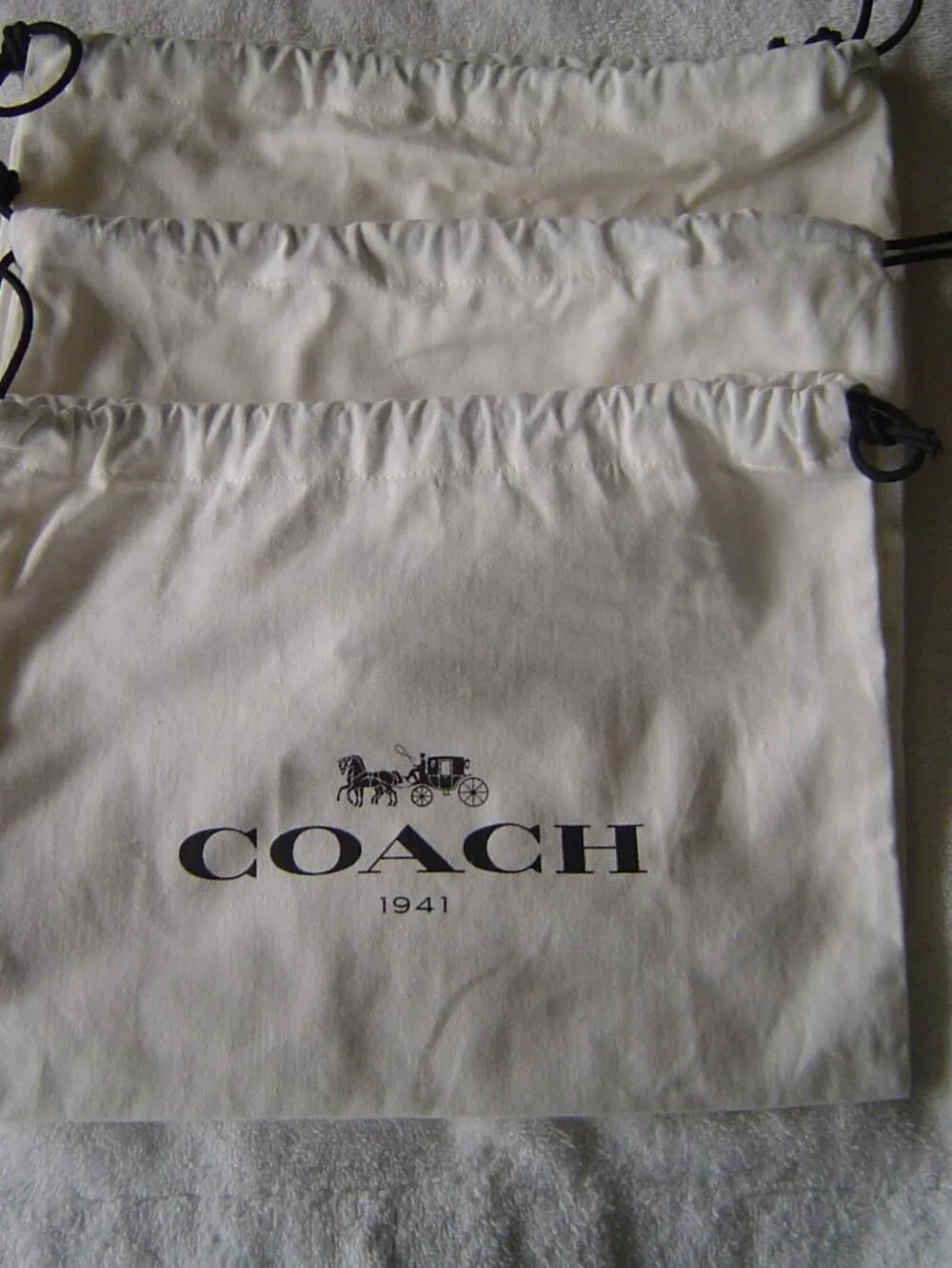 AUTHENTIC COACH LOT OF 3 COACH CANVAS DUST BAGS 12"X8" - Picture 2 of 9